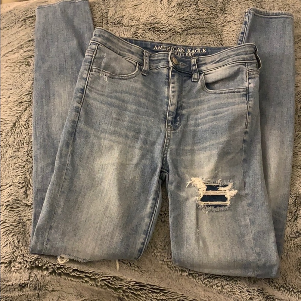 America Eagle Distressed Patched Jeans